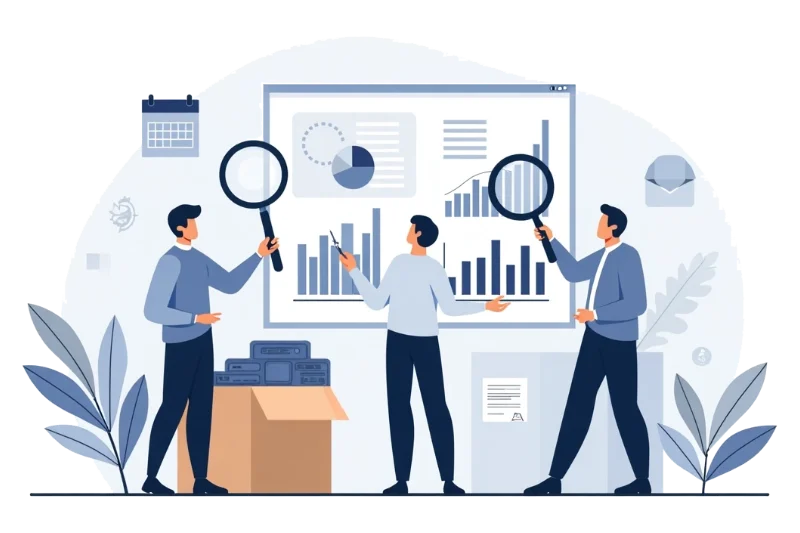 Illustration of people inspecting a checklist